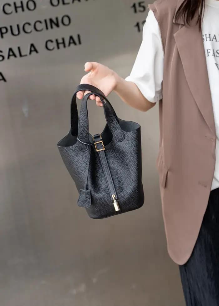 Sac seau de luxe en cuir véritable grande capacité pour femme, sac fourre-tout tendance en cuir de v