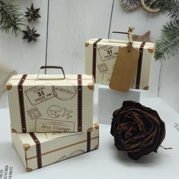 30 coffrets cadeaux vintage style valise de voyage avec poignée, design rétro bagage, pour mariage, fête, décoration, cadeau