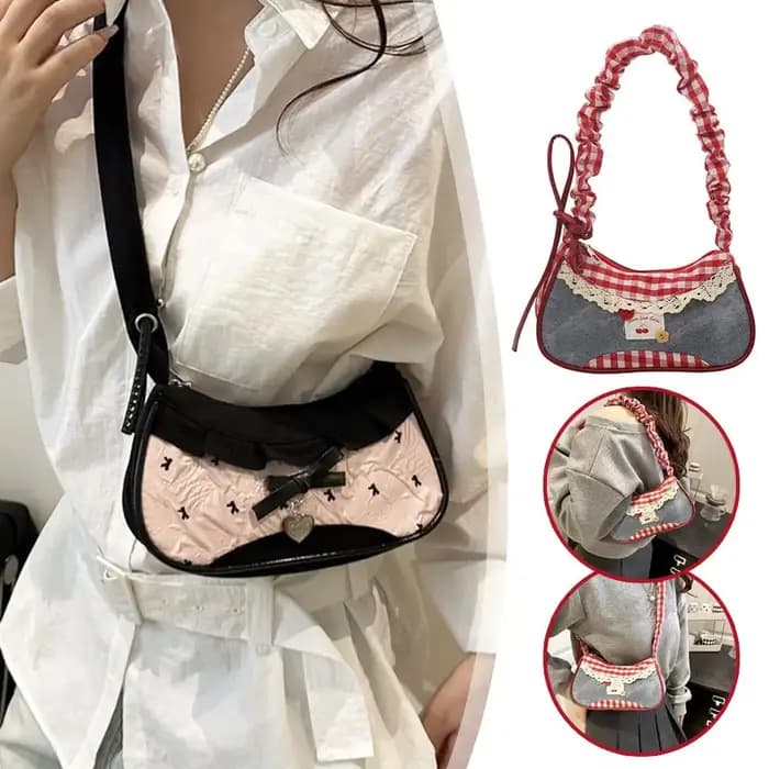 Nouveau mignon sac sous les bras à carreaux Cowboy doux femmes Simple et frais Y2k mode sac à bandoulière décontracté cadeau pour Friengds