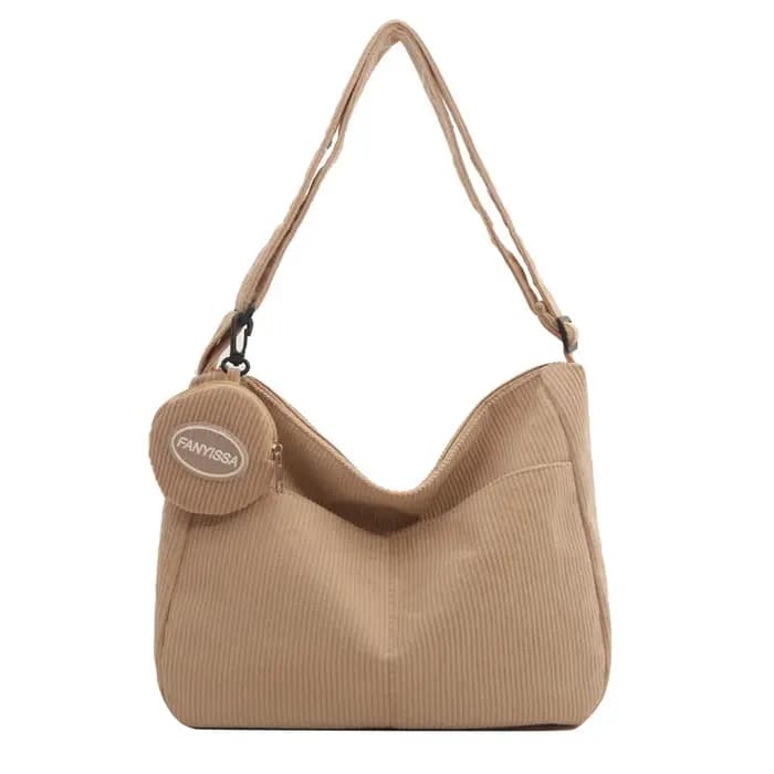 Sac à Main en Velours Côtelé de Grande Capacité pour Femme