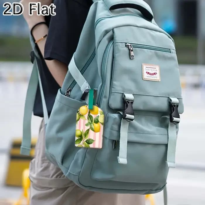 Étiquette de bagage avec motif citron et feuilles vertes