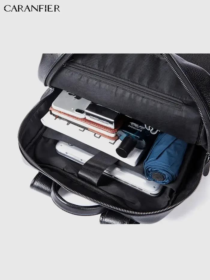 CARANFIER hommes sacs à dos véritable cuir de vachette sac à dos ordinateur portable sac d'école