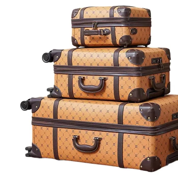 Ensemble de bagages roulants Vintage en cuir PU