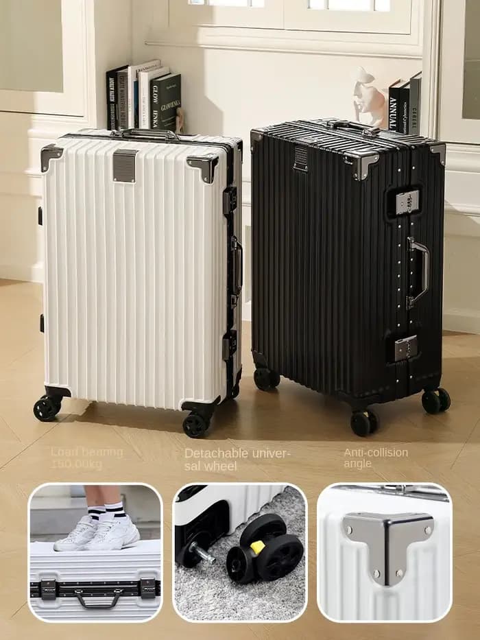 Valise cadre en aluminium 20 pouces boîtier de chariot de transport roues universelles amovibles 22-30 pouces valises de voyage de grande capacité