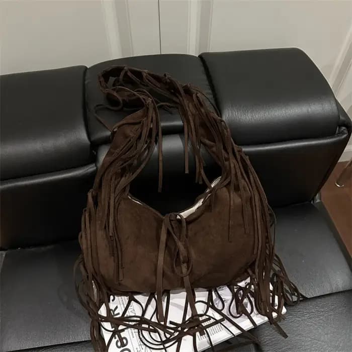 Sac à bandoulière à pompon de Style occidental