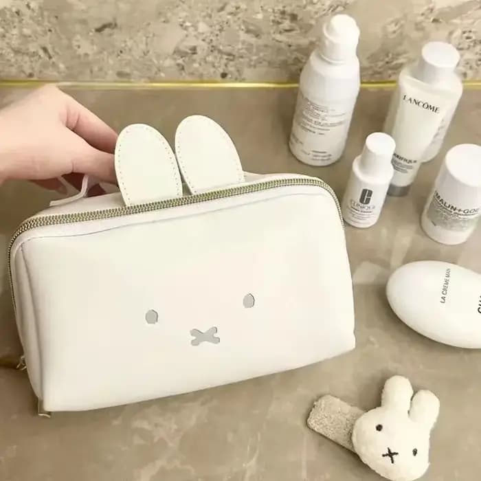 Kawaii Miffy lapin forme mignonne sac de maquillage à main multi-fonctionnel Portable sac de rangement de toilette jouet de noël cadeau pour les filles