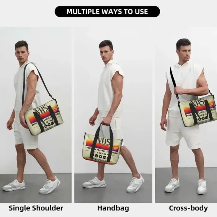 VHS le futur est ici 1976 sac de voyage de plage Lts usé sacs fourre-tout de grande capacité pour le Sport femmes Shopping sac à bandoulière