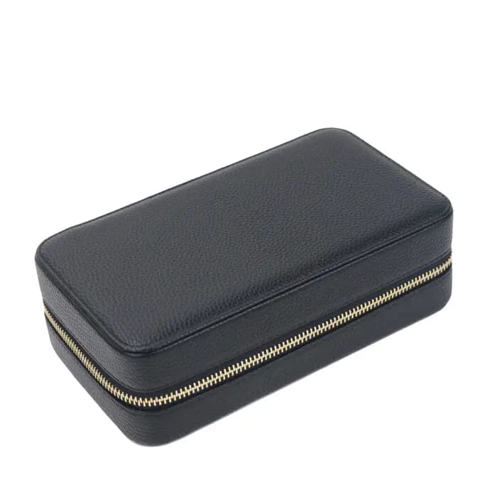 Boîte à bijoux de voyage moyenne en cuir galets avec nom personnalisé