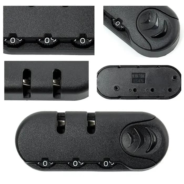 Serrure à Code à 3 Chiffres pour Bagages et Valise, Accessoire de Sécurité Noir, Anti-Vol, avec Nervures, JOBag