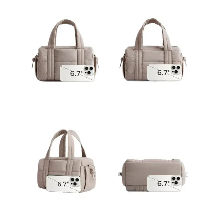 Sac de voyage matelassé en nylon pour femmes avec bandoulière réglable