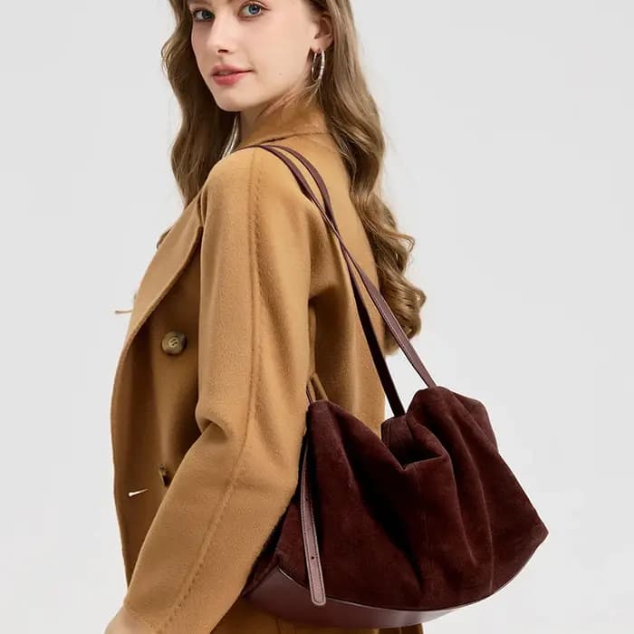 Sacs à main en cuir véritable Nuede naturel pour femmes