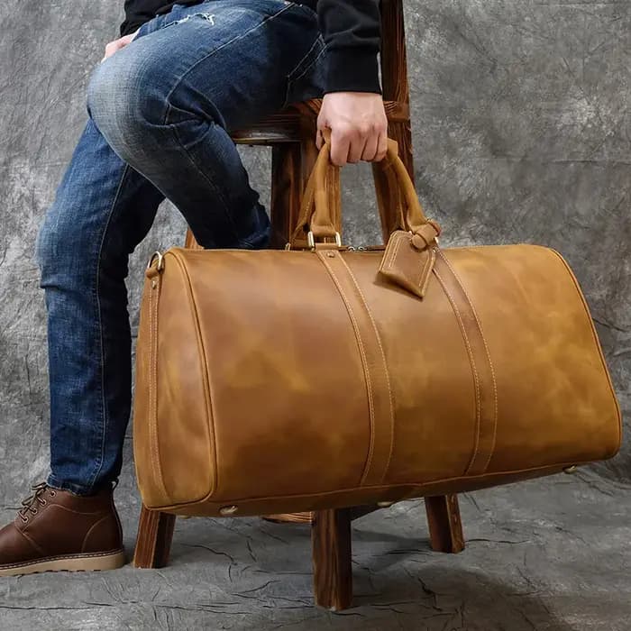 Luufan-Sac de voyage en cuir véritable pour homme