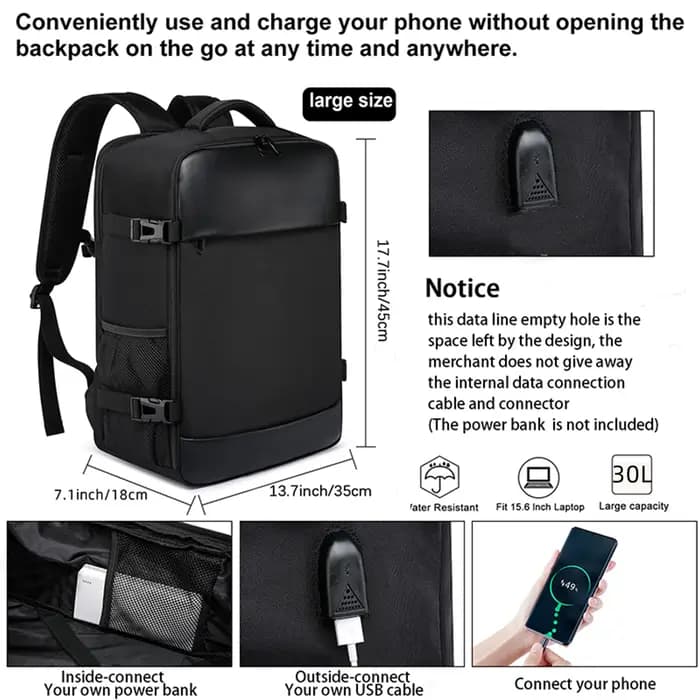 Ryanair 40x20x25 et easyjet 45x36x20 sac de cabine sac à dos de voyage unisexe sac à dos pour ordinateur portable sac à
