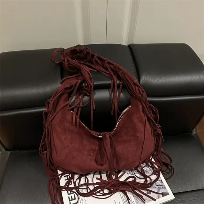 Sac à bandoulière à pompon de Style occidental