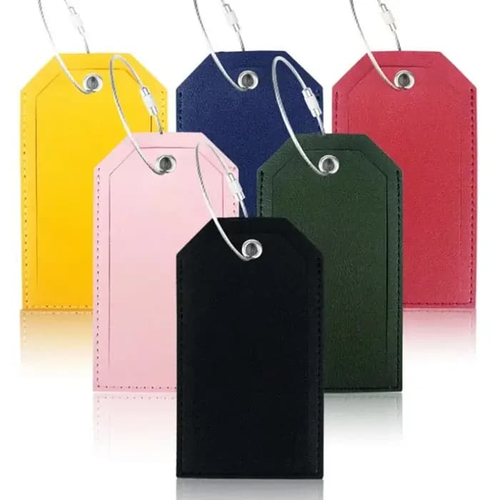 Étiquette de bagage en cuir PU bloquant RFID