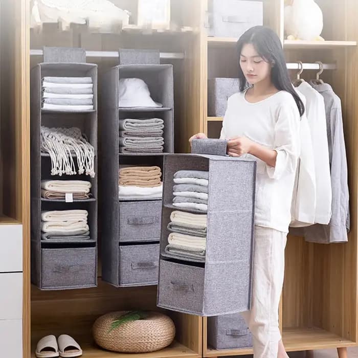 Sac de rangement suspendu en coton et lin