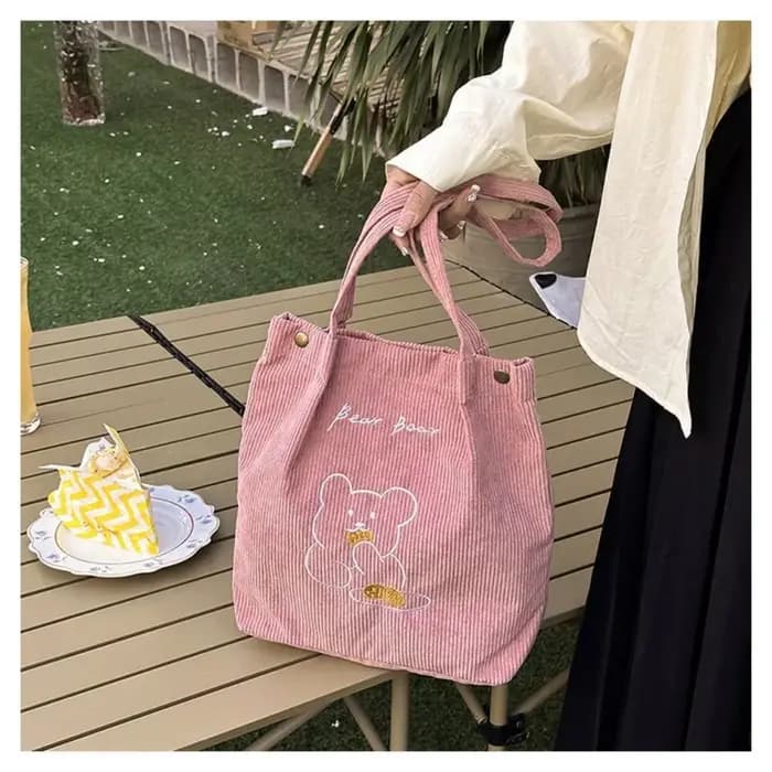 Sac à Main en Velours Côtelé de Grande Capacité pour Femme