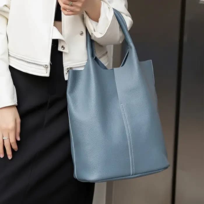 Femmes seau luxe sac fourre-tout femme décontracté véritable cuir de vache sacs à bandoulière dames