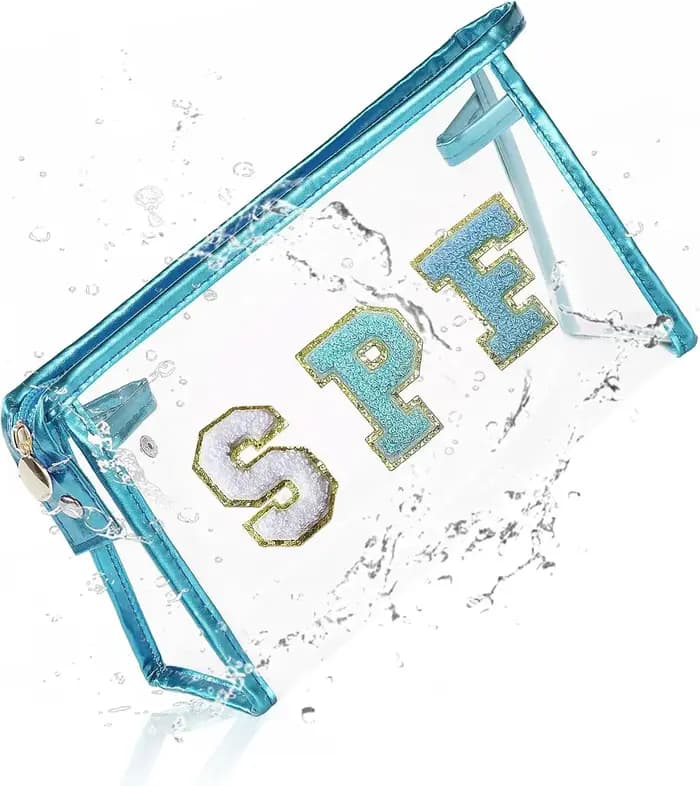 Trousse de maquillage avec lettres brodées