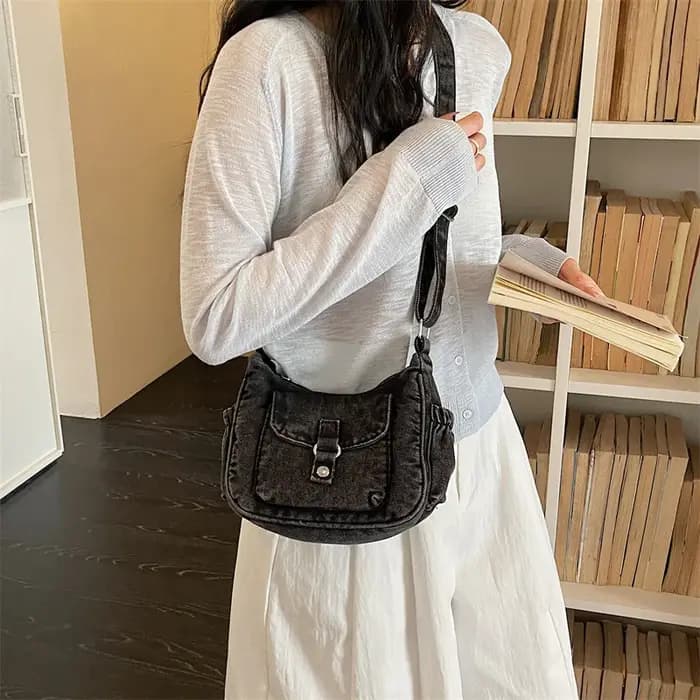 Sac fourre-tout en jean grande capacité pour femme