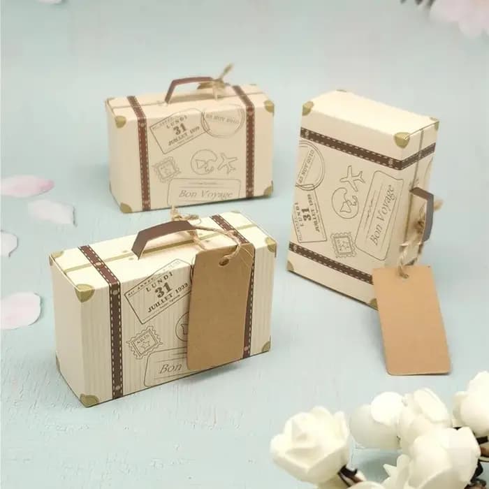 30 coffrets cadeaux vintage style valise de voyage avec poignée, design rétro bagage, pour mariage, fête, décoration, cadeau