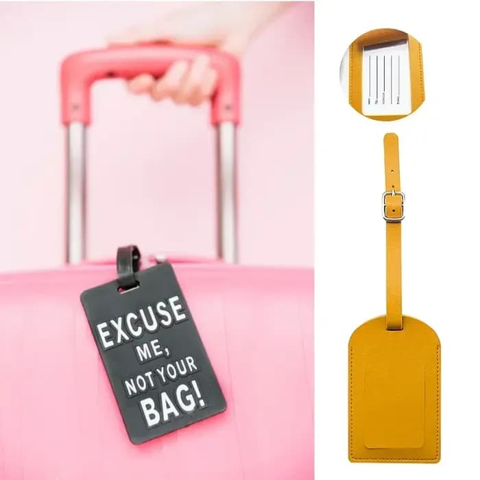 Étiquette d'identification de bagage en cuir PU pour valise