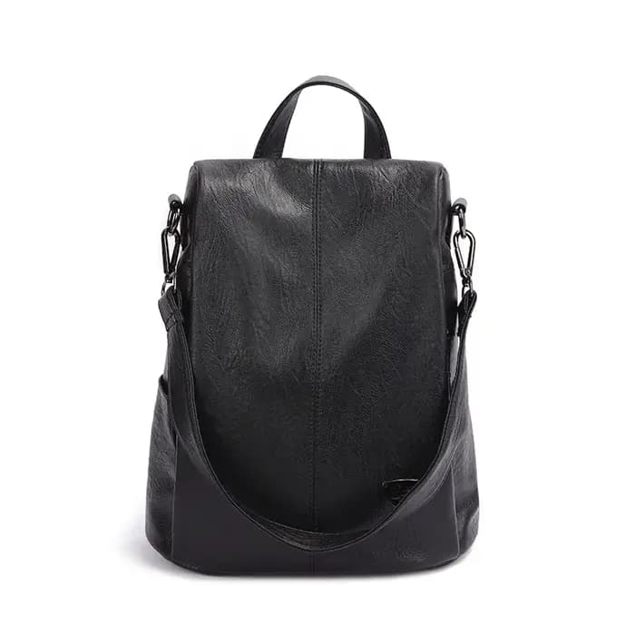 Sac à dos à bandoulière en cuir véritable pour femmes, antivol, fermeture éclair, pochette pour télé
