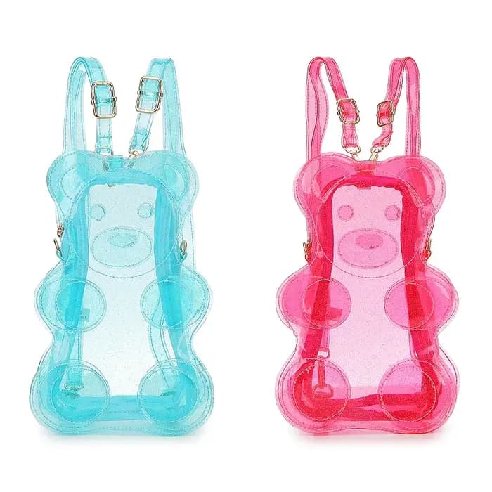 Mini sac à dos transparent en forme d'ours pour femme