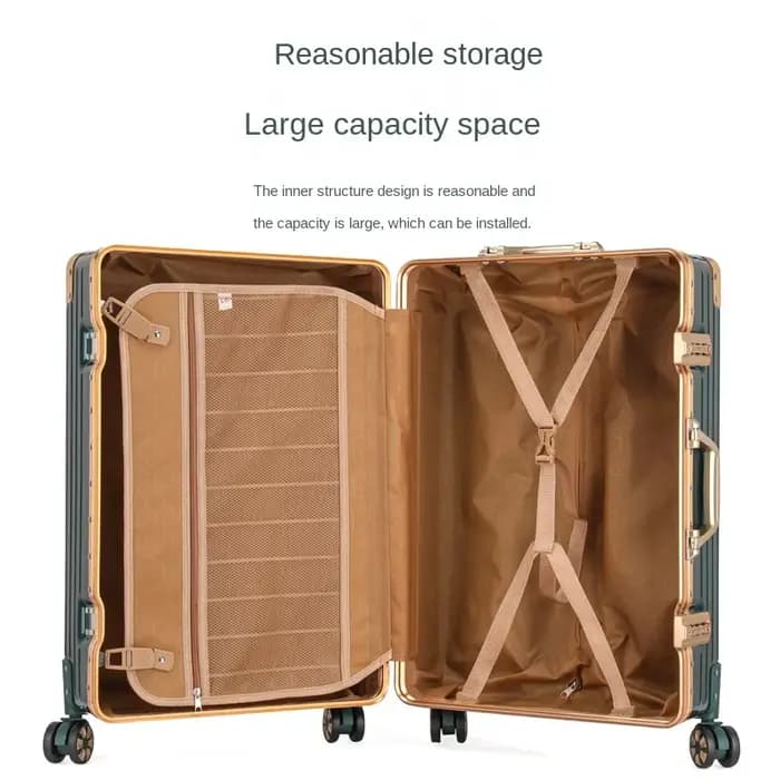 Valise de luxe en cuir verrouillable de 26 pouces