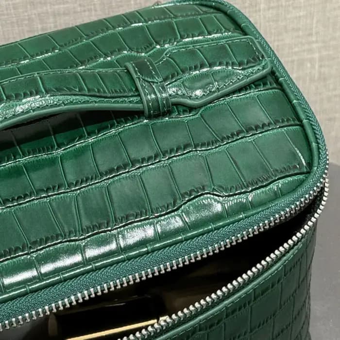 Trousse de maquillage en cuir de vache de première couche à motif Crocodile