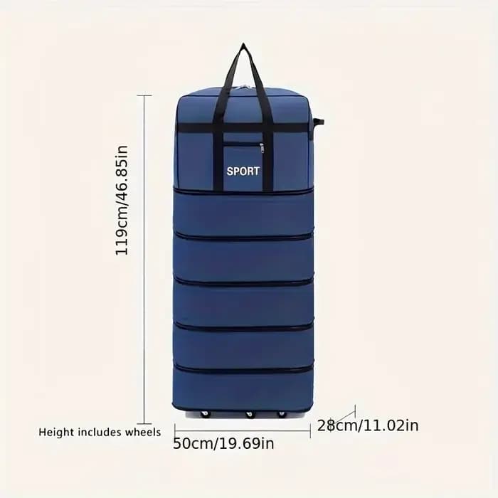 Sac de voyage pliable polyvalent à 5 couches avec roulettes