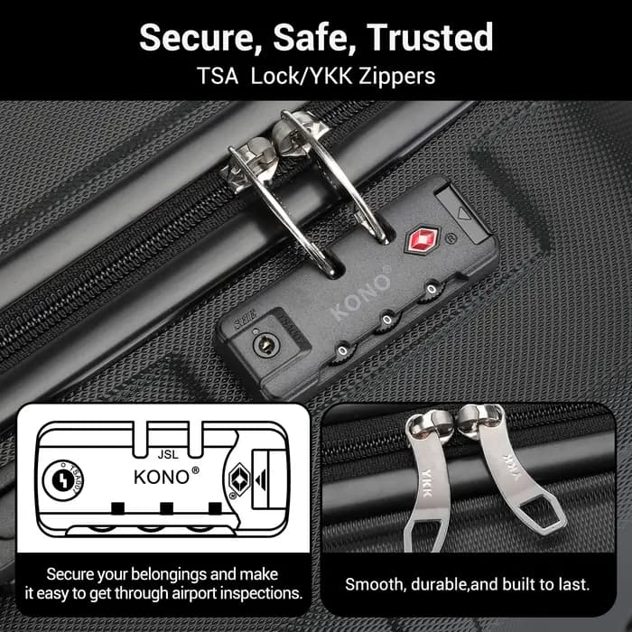 KONO-Serrure TSA, valise (M/L/XL) TONO, étui rigide, chariots ABS légers à roues jumelles