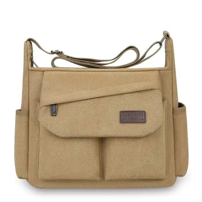 Sac à bandoulière en toile pour hommes, grande capacité, couleur unie, style coréen, sac messager po