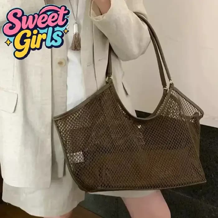 Femmes grande capacité maille plage voyage sac à bandoulière décontracté Shopper fourre-tout