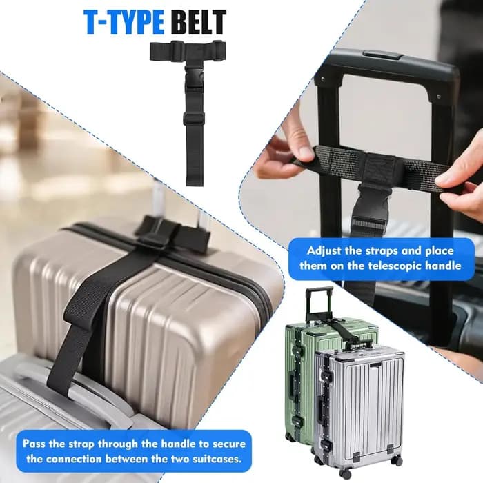 Lot de 2 sangles de bagages réglables de type T