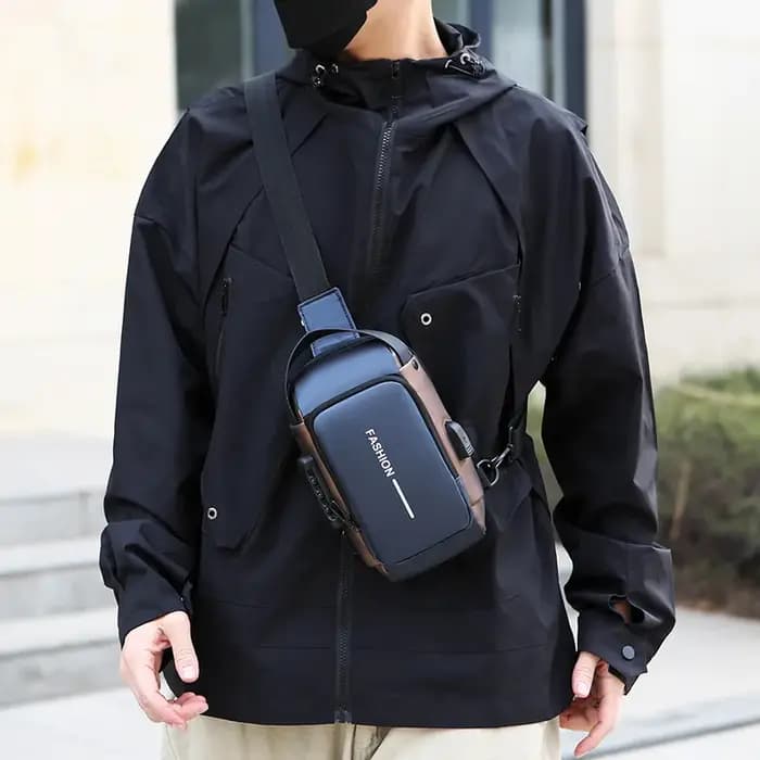 Sac de poitrine antivol avec mot de passe pour hommes