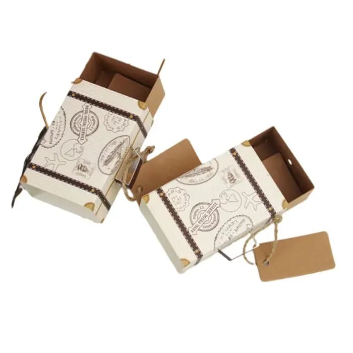 10/20/50pcs Mini valise de voyage boîte à bonbons papier Kraft chocolat faveur boîte-cadeau sac d'emballage décoration de fête d'anniversaire de mariage