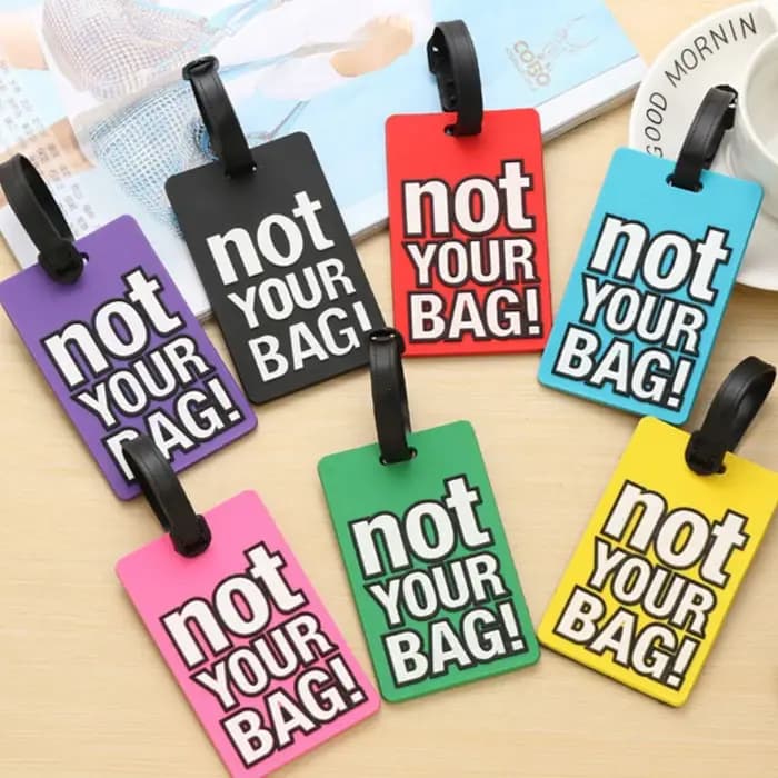 Mode lettre créative pas votre sac accessoires de voyage mignons étiquettes de bagages valise Style de bande dessinée