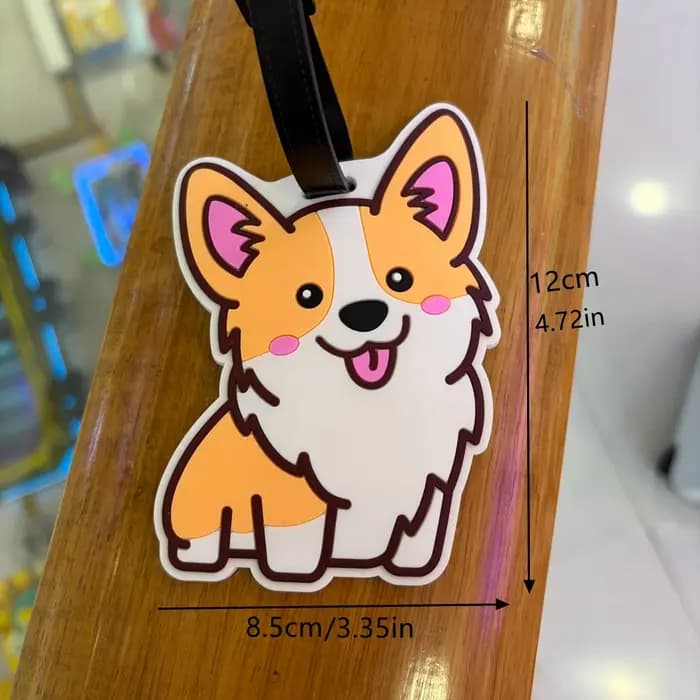 Pendentif d'étiquette de bagage motif animal mignon Corgi
