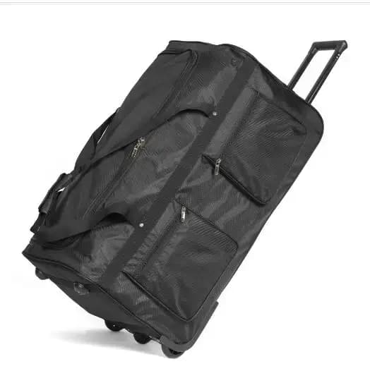 Sac de voyage à roulettes grande capacité 150l en tissu Oxford université robuste pour longs séjours et voyages internationaux bleu noir beige