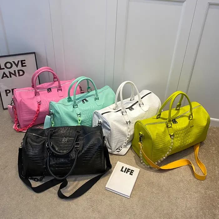 Sacs de voyage grande capacité en cuir PU motif crocodile