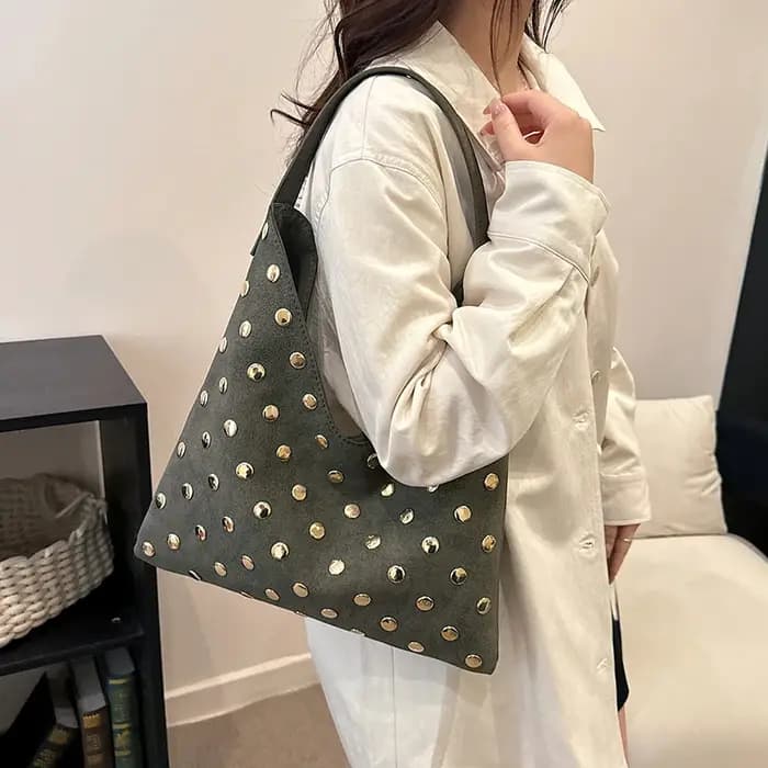 Sacs à bandoulière en suède couleur unie avec fermoir