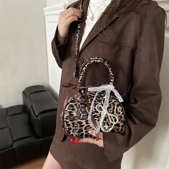 Sacs à bandoulière en PU léopard vintage pour femmes
