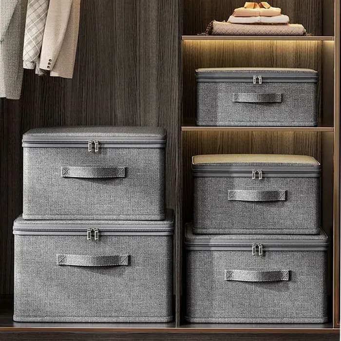 Boîte de rangement pliable avec fermeture éclair et couvercle, grande capacité, pour vêtements, couettes, organiseur anti-poussière pour placard, couvertures, literie, bac de rangement pour la maison