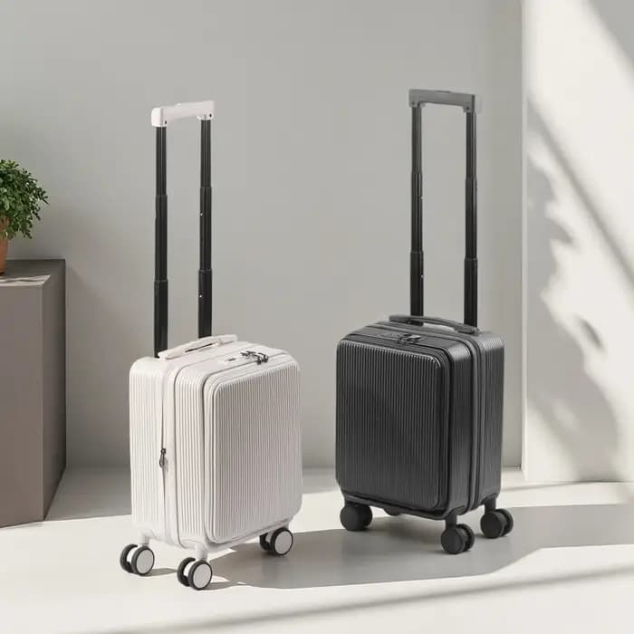 Bagage à main extensible de 16 pouces, valise à ouverture frontale, grand compartiment profond, organisateur humide/sec ABS + PC 360 ° Roues à rotation silencieuses