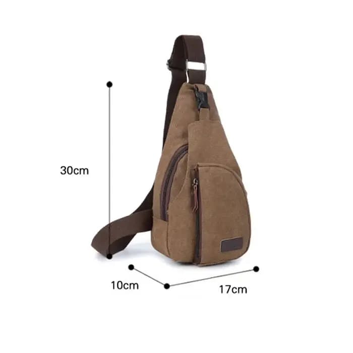 Nouveau Sac à Bandoulière Multifonctionnel en Toile et Cuir Style Vintage pour Homme 2026 – Petit Sac de Poitrine/Épaule pour Activités de Plein Air