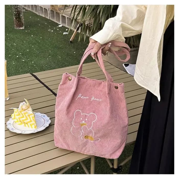 Sac à Main en Velours Côtelé de Grande Capacité pour Femme