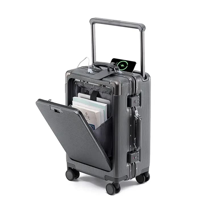 Valise voyage à large poignée avec porte-gobelet USB