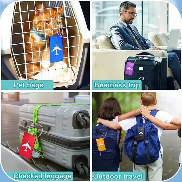 Étiquette de bagage d'avion en alliage d'aluminium avec nom, étiquette de bagage de voyage, carte d'identité, Anti-perte, couleur unie, accessoires de voyage