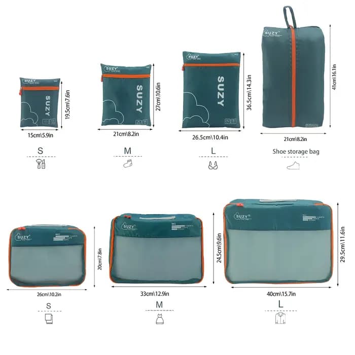 7 ensembles de sacs de rangement de bagages pour la famille